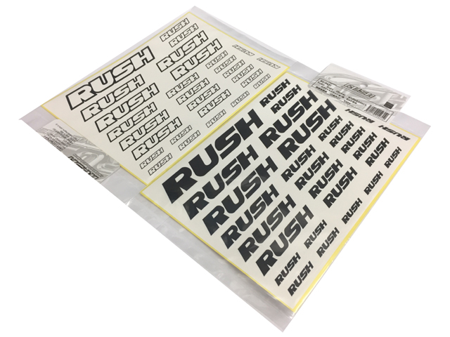 RUSH　RU-0431　RUSHロゴステッカー【ホワイト/ブラック/各一枚入/カット済】