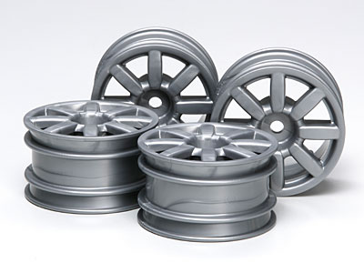 TAMIYA　SP-1334　Mシャーシ　8本　フラットスポークホイール（銀）4本