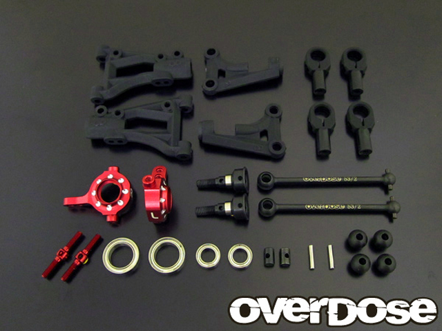 OVERDOSE　OD1617　フロントAアームサスペンションキット(For Vacula/ Divall A-Arm 用 / レッド)