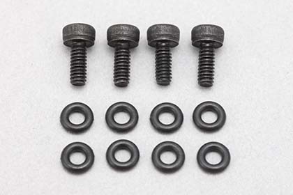 YOKOMO　B2-S812ADA　B-MAX2/BA-MAX4III用 アルミ製“X”ショックキャップ ドレン用Oリング/スクリュー(8個入+スクリュー4本)