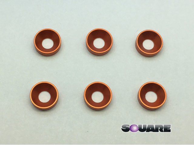 SQUARE SXG-8 アルミM3皿ワッシャー (オレンジ)6個入 SQUARE SXG-8 アルミM3皿ワッシャー (オレンジ)6個入