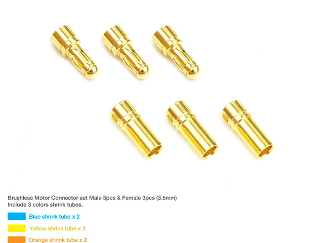 Muchmore　CE-MPG　ブラシレスモーターコネクター【オス/メス各3個入 (3.5mm) 】