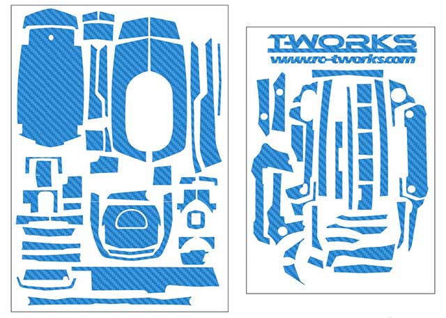 TEAM AJ　TS-044B　3D カーボン柄プロポスキン サンワM17用【ライトブルー】
