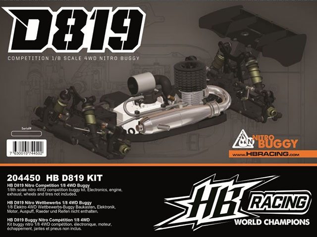 HB RACINGã204450ãD819 1/8 Competition Nitro Buggy Kit