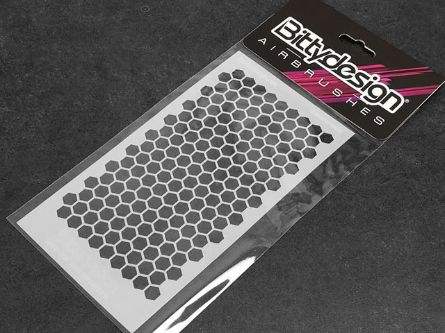Bittydesign　BDSTC-002L　ポリカボディー塗装用ステンシル【Honeycomb V1' large