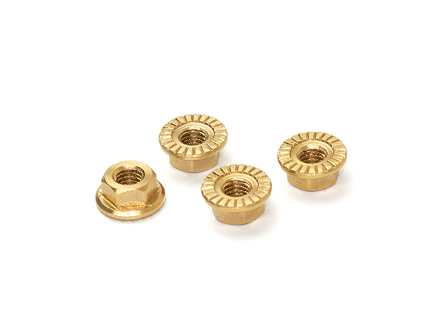 SMJ　SMJ1345　マシンカット真鍮セレート付大径フランジホイールナット M4（4個）
