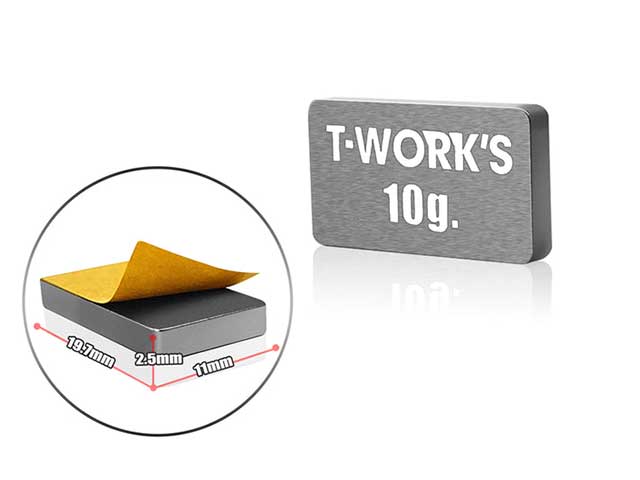 TEAM AJ　TE-207-G　T-Work's タングステンバランスウエイト・10ｇ【11x19.7x2.5mm】