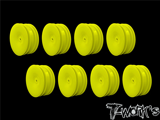 TEAM AJ　TE-218-AY-8　T-Work's 2WD用フロントホイール・イエロー【アソシ/ヨコモ/京商/XRAY用・8ケ入】