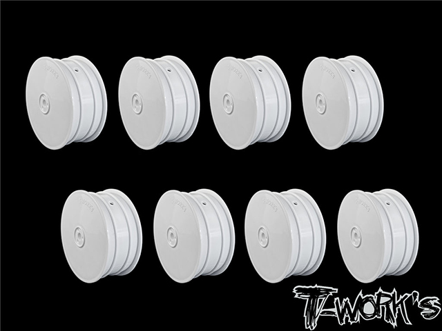 TEAM AJ　TE-218-BW-8　T-Work's 4WD用フロントホイール・ホワイト 【アソシ/ヨコモ・8ケ入】