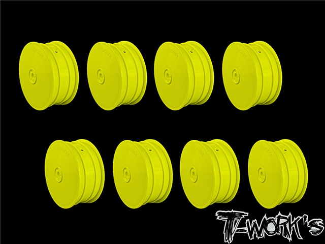 TEAM AJ　TE-218-BY-8　T-Work's 4WD用フロントホイール・イエロー 【アソシ/ヨコモ・8ケ入】