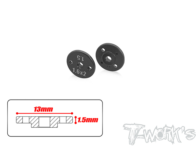 TEAM AJ　TE-242-A-1.6　T-Work's 13mm径削り出しショックピストン【φ1.6x2穴/1.5mm厚】