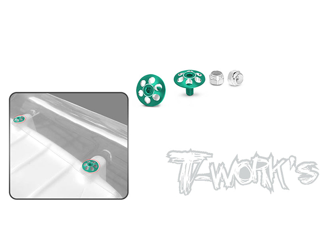TEAM AJ　TO-321-G　T-Work'sアルミ製ライトウェイトウイングワッシャースクリュー【グリーン】