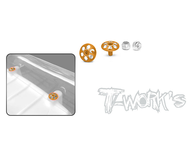 TEAM AJ　TO-321-O　T-Work'sアルミ製ライトウェイトウイングワッシャースクリュー【オレンジ】