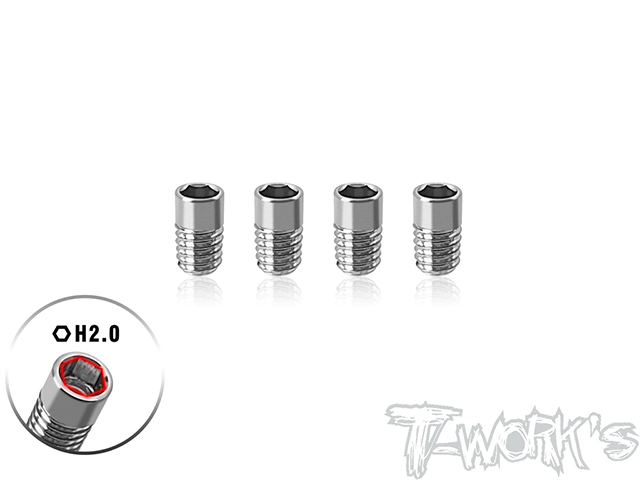 TEAM AJ　TP-190-3　T-Work's 64チタン製フレックスセットスクリュー【M3x3mm/4本入】