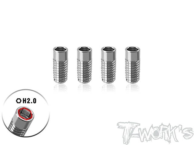 TEAM AJ　TP-190-5　T-Work's 64チタン製フレックスセットスクリュー【M3x5mm/4本入】