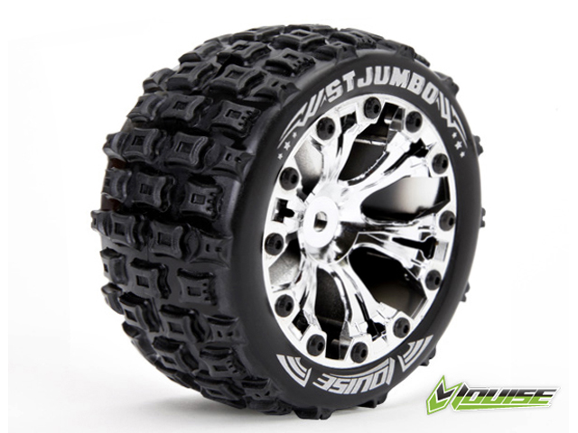 Louise　AV3210SCH　1/10接着済タイヤ【ST-JUMBO/リア/1/2オフセット12mm六角ハブ/クローム】