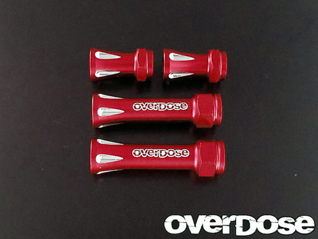 OVERDOSE　OD1272　カーボンシャーシ用アルミブレースポストセット（For ドリパケ/レッド）