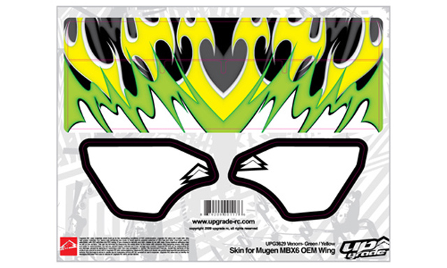 UPGRADE　UPG3629　MUGEN MBX-6/6T用ウイングスキン VENOM （グリーン/イエロー）