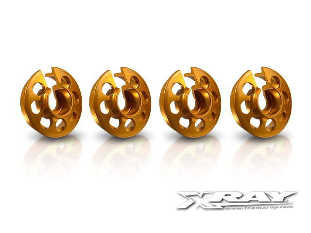 XRAY　308031O　アルミダンパースプリングサポート【オレンジ/4pcs】