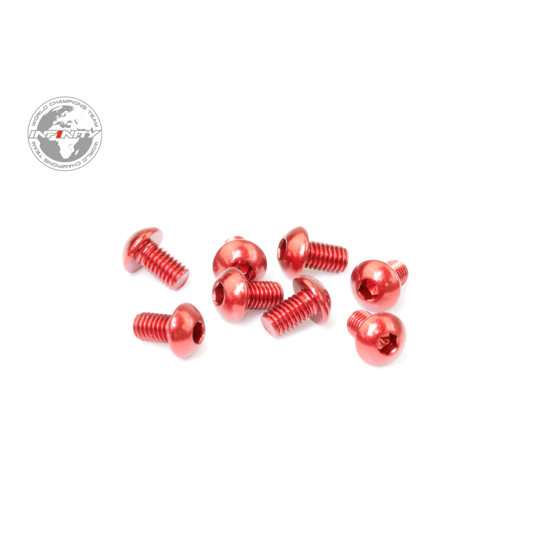 INFINITY B01305-AR M3x5mm アルミボタンヘッドスクリュー(レッド/8個)