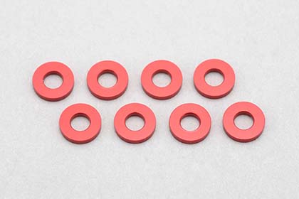YOKOMO　ZC-A2510R　φ2.5xφ5.0x1.0mm アルミシム【8個入/レッド】